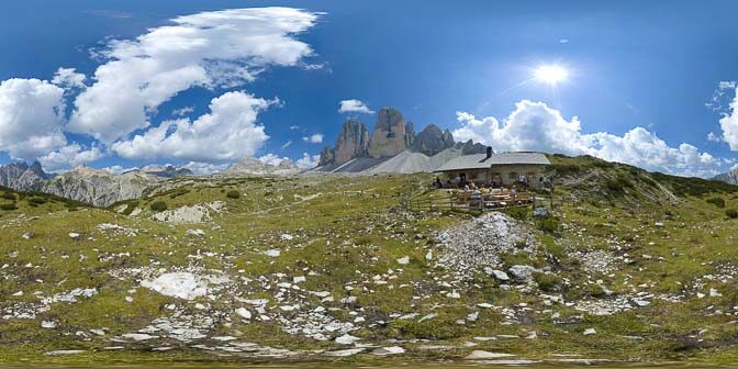 360° Nord-Ansicht: Drei Zinnen mit Langalm