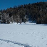 Auf dem Felixer Weiher im oberen Val di Non