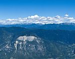 Blick auf das Unterland und die Südtiroler Dolomiten