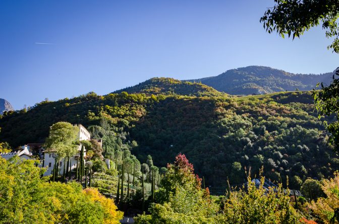 Blick auf die Gärten von Schloss Trauttmansdorff