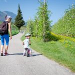 Rad fahren in der Apfelblüte