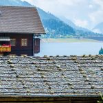 Blick übers Schindeldach zum Zoggler Stausee im Ultental