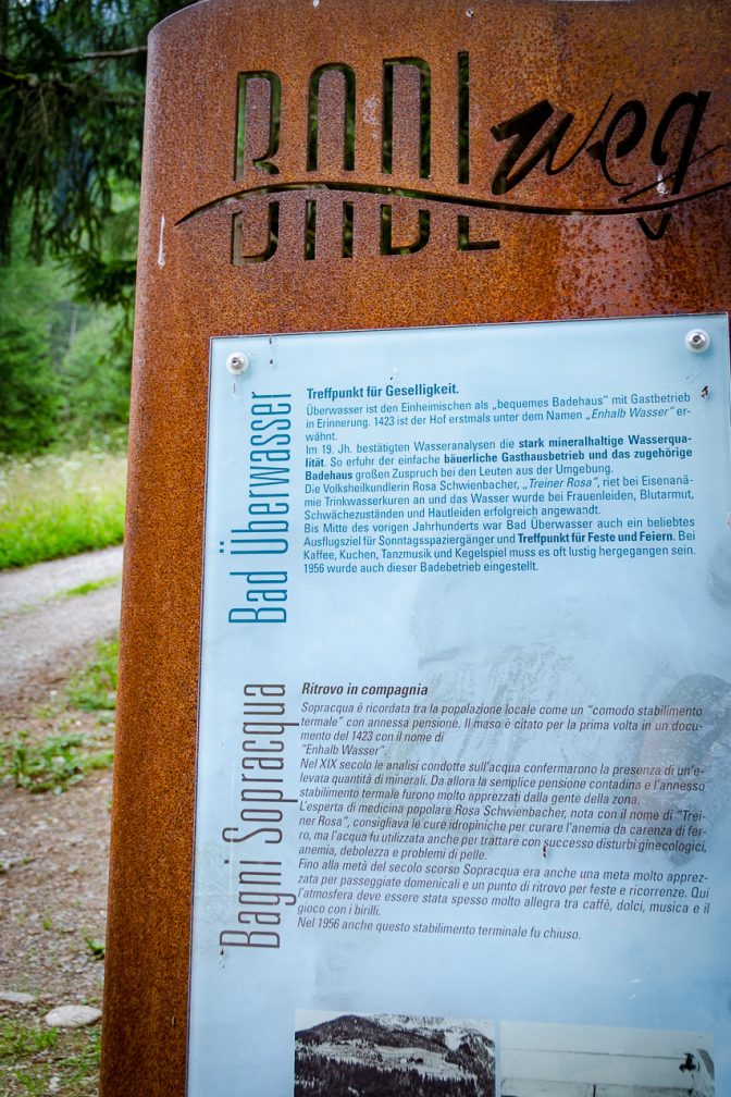 Schautafel bei Bad Überwasser am Badlweg Ultental