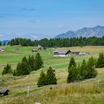 Blick von der Rodenecker Alm zu den Stubaier Alpen