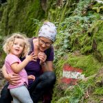 Anna und Anni bei einer Wegmarkierung