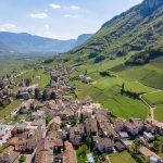 Tramin mit Gewürztraminer Weg im Frühling