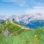 Bindelweg mit Blick auf den Col di Rusc und Rosengartengruppe