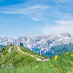 Bindelweg mit Blick auf den Col di Rusc und Rosengartengruppe