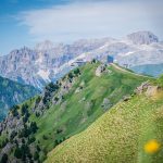 Blick auf den Col di Rusc mit Rosengarrtengruppe im Hintergrund