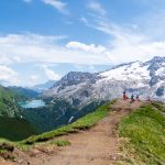 Gletscher Marmolata und Fedaia See