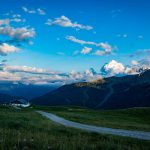 San Pellegrino Pass mit Col MArgherita und Palagruppe im Hintergrund