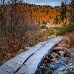 Brücke, Herbst, Rifugio San Giuliano, Spiegelung