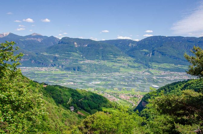 Blick vom Traminer Höhenweg auf Tramin