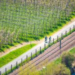 Etsch, Etschradweg, Geleise, Radweg