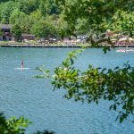 Badesteg, Großer Montiggler See, Montiggler Wald, schwimmen