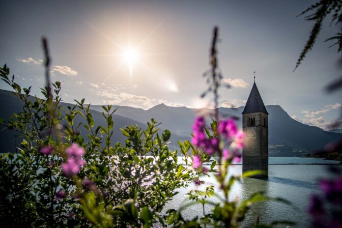 Reschen, Reschensee, Turm, Vinschgau