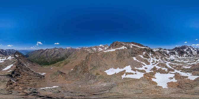 Blick auf die Oberettesspitze, die Weißkugel und die Oberetteshütte im Matschertal