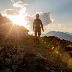 Bergsteigen, Bergsteiger, Gegenlicht, Sonne, Sonnenuntergang