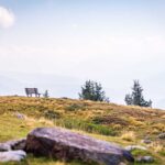 Bank, Himmel, Hochland, Hühnerspiel, Natur, Wolken, rasten