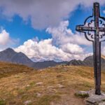 Berg, Gipfelkreuz, Himmel, Natur, Pfunderer Berge, Schild, Terner Jöchl, Wolken