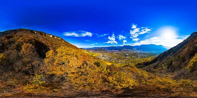 Blick auf Tramin vom Bannwald aus