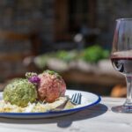 Essen, Knödel, Labesebenalm, Speise, Speisen, Wein, Weinglas, Zirmknödel, cibo, food, vine