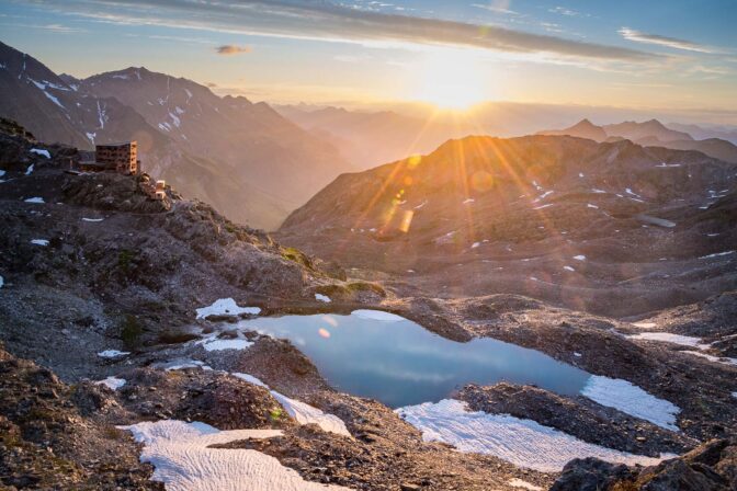 Eisjöchlhütte, Sonnenaufgang, Stettiner Hütte, Stettinerhütte