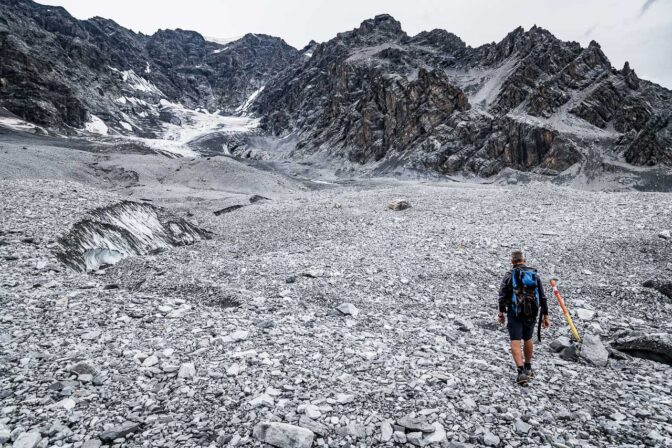 Was für eine eigentümlich „Mondlandschaft“ – die Gletschermöräne des Suldenferners