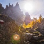 Croda da Lago, Herbst, Lärchen, Sonne, autumn, autunno, wandern