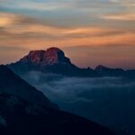 Abendrot, Abendstimmung, Dolomitenblick, El Jou, Hohe Gaisl, Jou de Giau, Nebel, Passo Giau, Passo di Giau, Sonnenuntergang