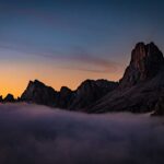 Abendrot, Abendstimmung, Dolomitenblick, El Jou, Jou de Giau, Nebel, Passo Giau, Passo di Giau, Sonnenuntergang