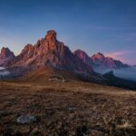 Abendstimmung, Dolomitenblick, El Jou, Jou de Giau, Nebel, Nuvolaugruppe, Passo Giau, Passo di Giau, Ra Gusela, Sonnenuntergang