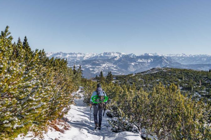 Die Dolomiten mit der Rosengartengruppe und dem Latemar liegen fast ständig in unserem Blickfeld