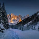 Alpenglühen, Palagruppe, Pale, Pale di San Martino, Schnee, Winter, inverno, weiße Jahreszeit, winter