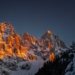 Alpenglühen, Palagruppe, Pale, Pale di San Martino, Schnee, Winter, inverno, weiße Jahreszeit, winter