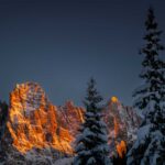 Alpenglühen, Palagruppe, Pale, Pale di San Martino, Schnee, Winter, inverno, weiße Jahreszeit, winter