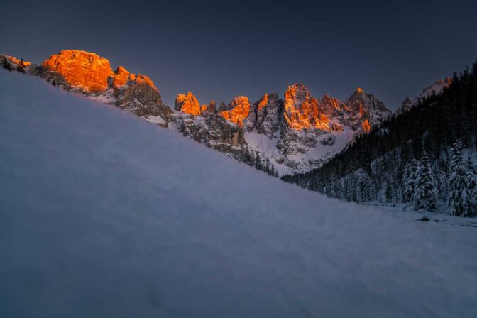 Sonnenuntergang über den Pale di San Martino