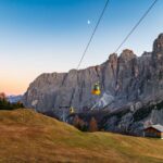 Abendrot, Aufstiegsanlage, Gondel, Grödner Joch, Grödnerjoch, Von Kolfuschg zum Grödner Joch