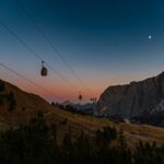 Abendrot, Aufstiegsanlage, Gondel, Grödner Joch, Grödnerjoch, Von Kolfuschg zum Grödner Joch